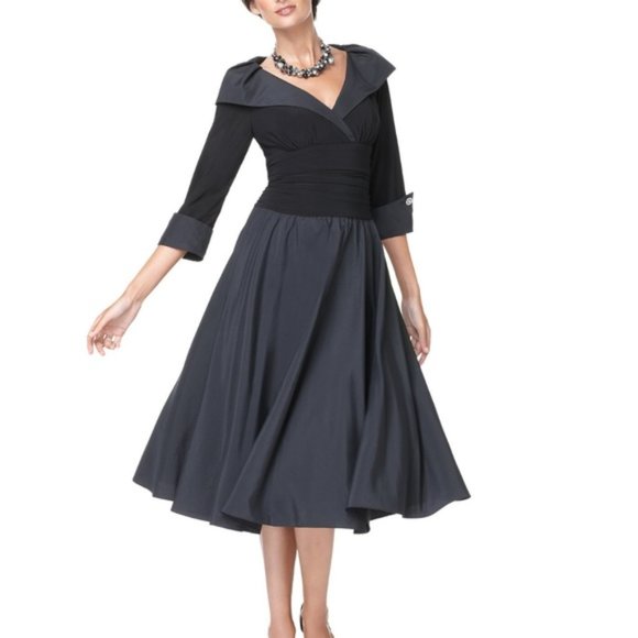 Eliza J Dresses & Skirts - Eliza J Black Taffeta Evening Dress, midi length, size 4